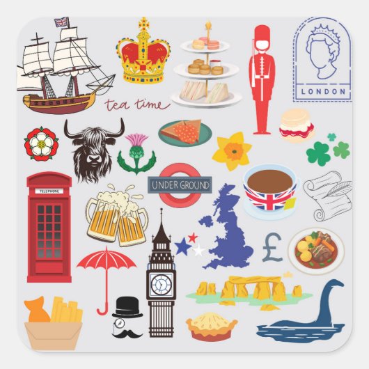 イギリス 英国のシンボル スクエアシール (正面)