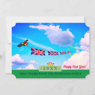 イギリス – 飛行機と新年おめでとう!カード/20XX シーズンカード
