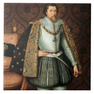イギリス(1566-1625年)のジェームスI王(キャンバスの油 タイル