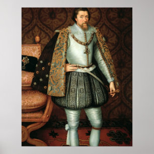 イギリス(1566-1625年)のジェームスI王(キャンバスの油 ポスター