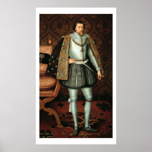 イギリス(1566-1625年)のジェームスI王(キャンバスの油 ポスター