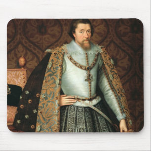 イギリス(1566-1625年)のジェームスI王(キャンバスの油 マウスパッド