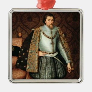 イギリス(1566-1625年)のジェームスI王(キャンバスの油 メタルオーナメント