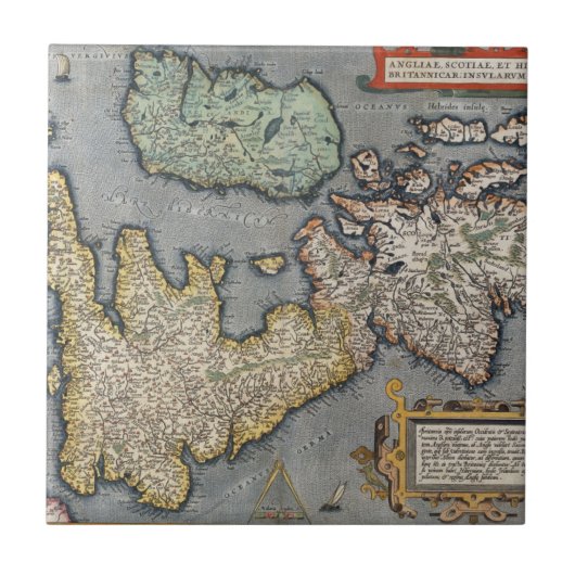 イギリス| 1587年の地図 タイル (正面)