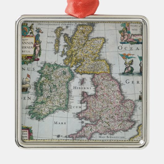 イギリス| 1631年の地図 メタルオーナメント (正面)