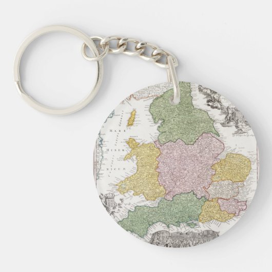 イギリス| 1760年の地図 キーホルダー (正面)