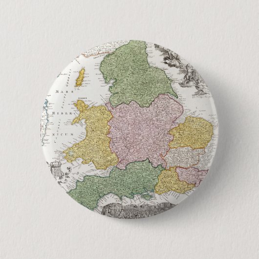 イギリス| 1760年の地図 缶バッジ (正面)