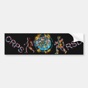 イギリスCRPS/RSDの手及び足のスターバストの燃えるような地球2f バンパーステッカー