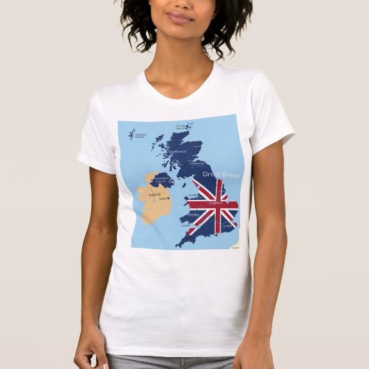 イギリスT素晴らしシャツの地図 Tシャツ (正面)