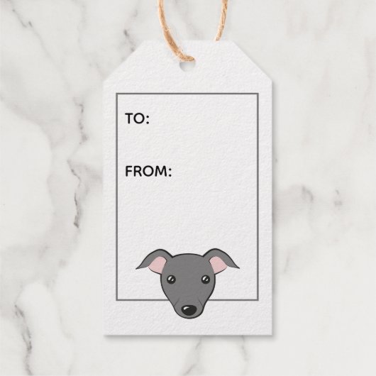 イギー小さなクリスマスかわいいおもしろいグレイハウンドエレガント ギフトタグ (裏面)