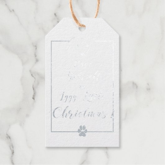 イギー小さなクリスマスかわいいおもしろいグレイハウンドエレガント ギフトタグ (正面)