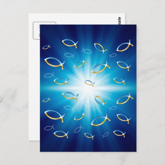 イクサス模様 |クリスチャンの魚のシンボル ポストカード (正面/裏面)