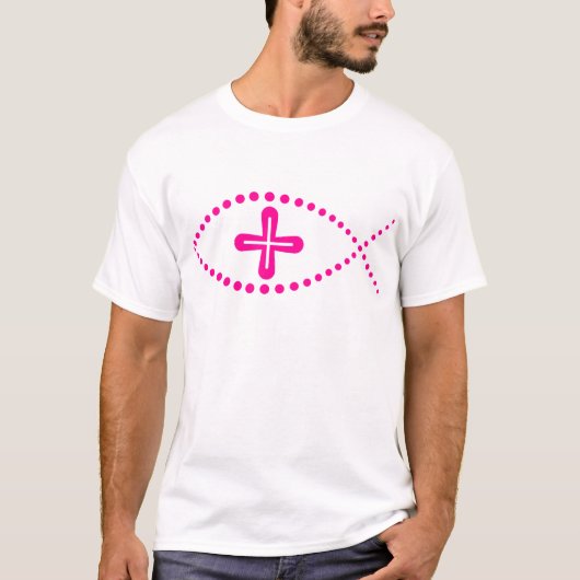 イクサス・ピンク・クリスチャン・フィッシュ Tシャツ (正面)
