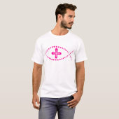 イクサス・ピンク・クリスチャン・フィッシュ Tシャツ (正面フル)
