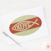 イクシス(クリスチャンの魚のシンボル) 楕円形シール (封筒)