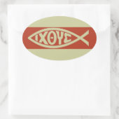 イクシス(クリスチャンの魚のシンボル) 楕円形シール (バッグ)