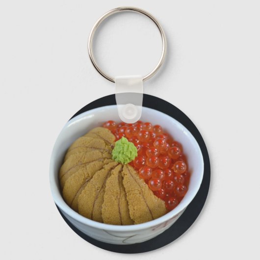 イクラうるちん丼日本のフードブラック キーホルダー (正面)