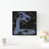 イクリーチャー·スネーク·ブルー スクエア壁時計 (ホーム)