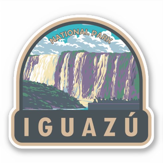 イグアス国立公園アルゼンチントラベルアートヴィンテージ シール (正面)