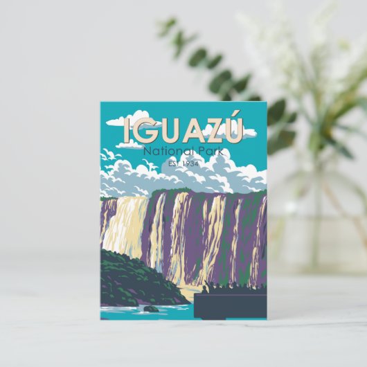 イグアス国立公園アルゼンチントラベルアートヴィンテージ ポストカード (スタンド正面)