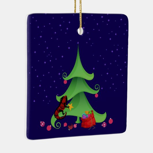 *イグアナお洒落オ・クリスマスツリー セラミックオーナメント (右)