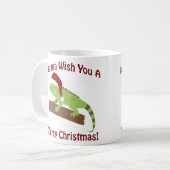 イグアナがあなたにクリスマスの挨拶をします コーヒーマグカップ (正面左)