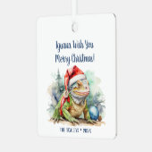 イグアナがメリークリスマスを願っています メタルオーナメント (正面左)