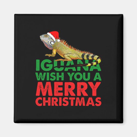 イグアナがメリークリスマスを願っています 面白いイグアナ マグネット (正面)