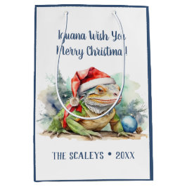 イグアナが聖降誕祭お目出とう ミディアムペーパーバッグ