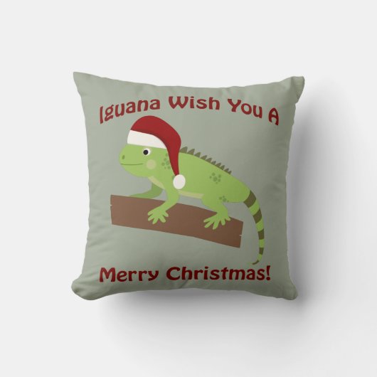 イグアナが聖降誕祭お目出度う クッション (正面)