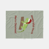 イグアナが聖降誕祭お目出度う フリースブランケット (正面(横))