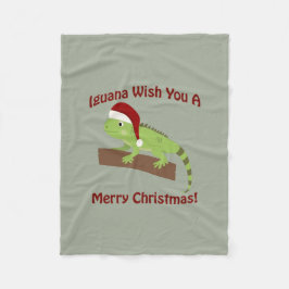 イグアナが聖降誕祭お目出度う フリースブランケット