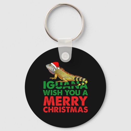 イグアナのクリスマスが楽しいイグアナおもしろいを キーホルダー (正面)