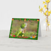 イグアナのクリスマスカード カード (黄色い花)