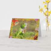 イグアナのクリスマスカード カード (黄色い花)