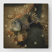 イグアナのペドロ0768 スクエア壁時計 (正面)
