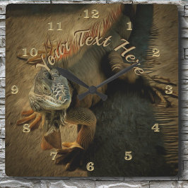 イグアナのペドロ0768 スクエア壁時計
