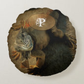 イグアナのペドロ0768 ラウンドクッション (正面)