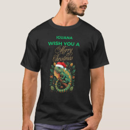 イグアナのメリークリスマスを祈る Tシャツ