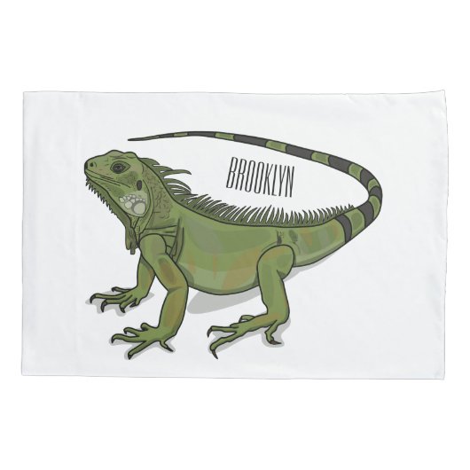 イグアナの漫画イラスト 枕カバー (裏面)