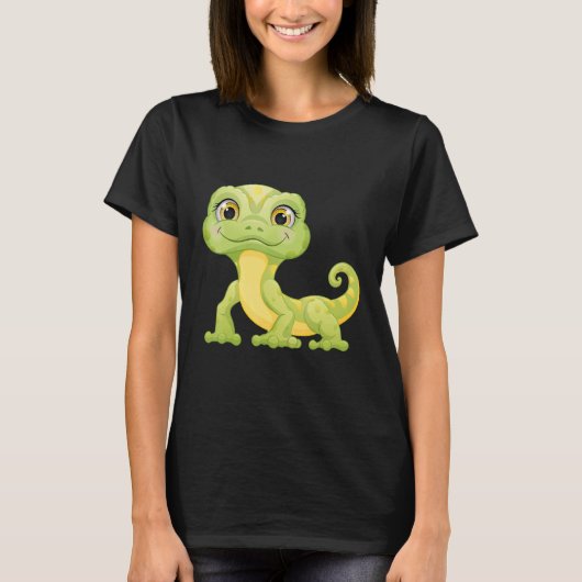 イグアナの爬虫類の小さな緑のトカゲ Tシャツ (正面)