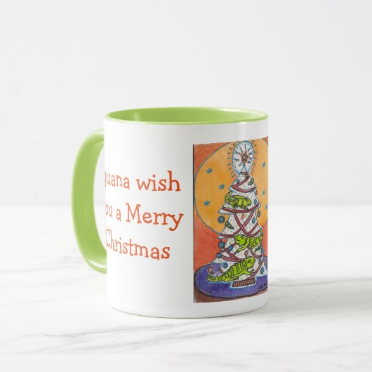 イグアナの願いメリークリスマスのマグ マグカップ (正面左)