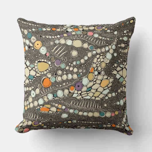 イグアナの黒ポップ・アートの色 クッション (正面)