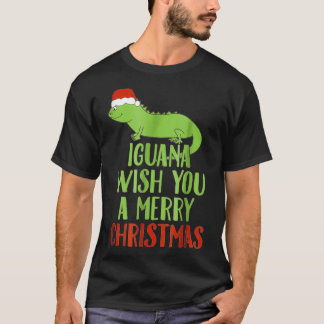 イグアナはクリスマスのメリークリスマスのクリスマスの穴を望おもしろいむ Tシャツ