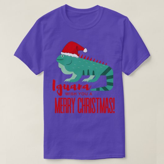 イグアナはクリスマスのメリークリスマスを願う3 Tシャツ (デザイン正面)