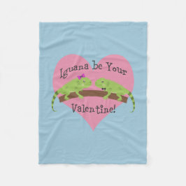 イグアナはバレンタイン フリースブランケット