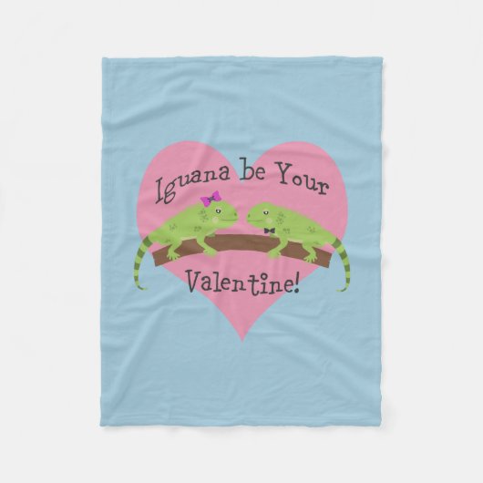 イグアナはバレンタイン フリースブランケット (正面)