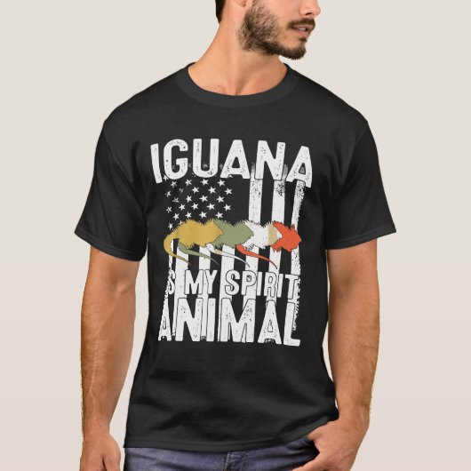 イグアナは私の精神動物アメリカ愛国的アメリカ人である Tシャツ (正面)