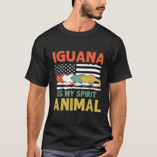 イグアナは私の精神動物アメリカ愛国的アメリカ人である Tシャツ (正面)