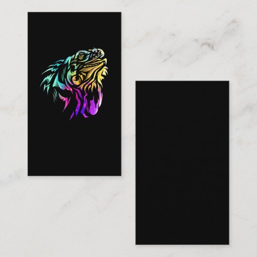 イグアナカラフルトカゲアート爬虫類熱帯動物 名刺 (正面/裏面)